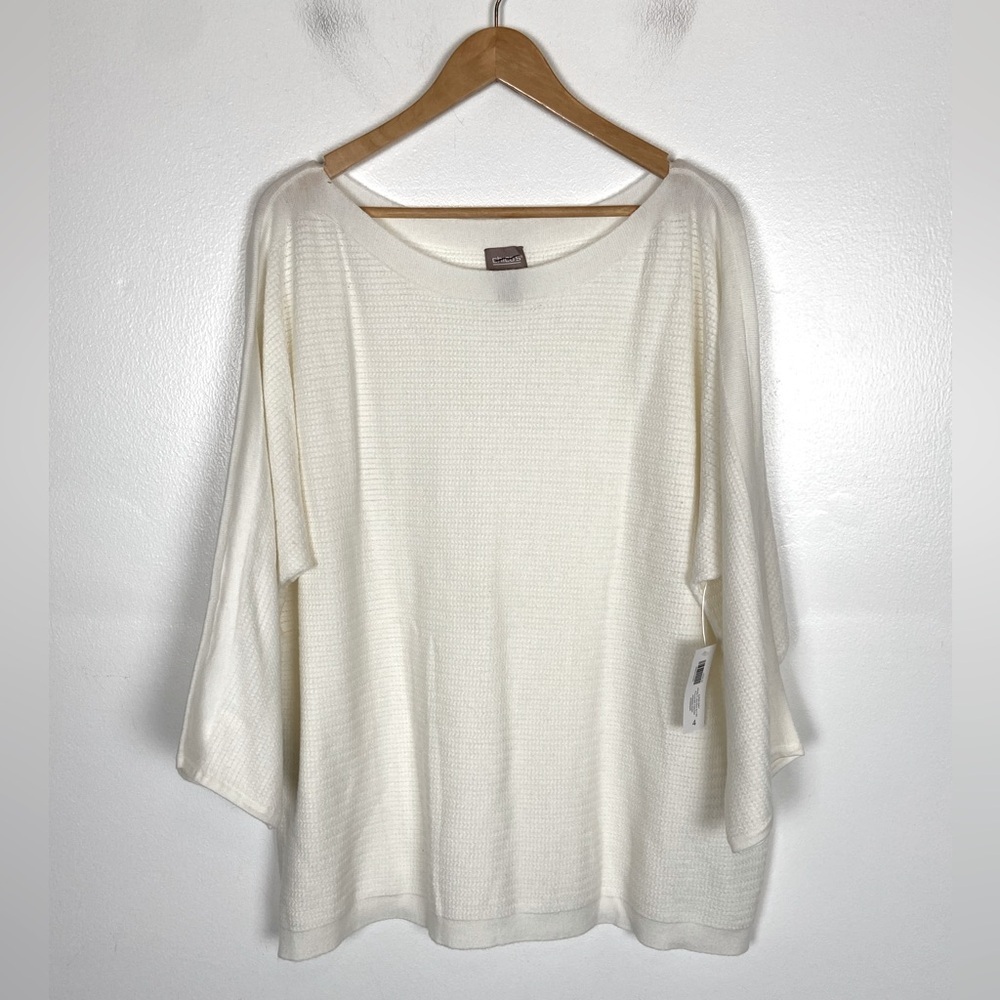 Chico's Super Soft Novelty Dolman Sleeves Pullover Size XXL Cream Fall Winter
